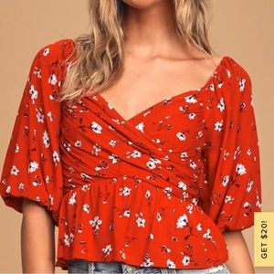 ALL IN FAVOR lulus yes breeze floral print puff sleeve top
